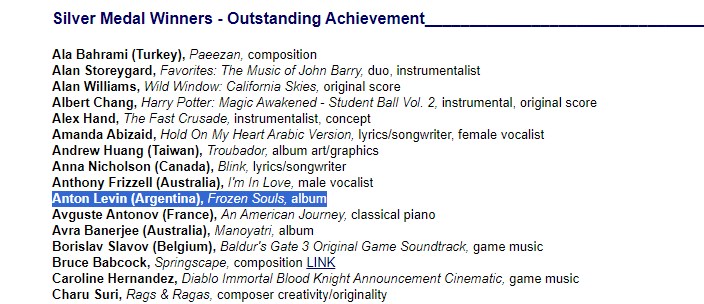 Global Music Awards: September 2023 - Silver Medal